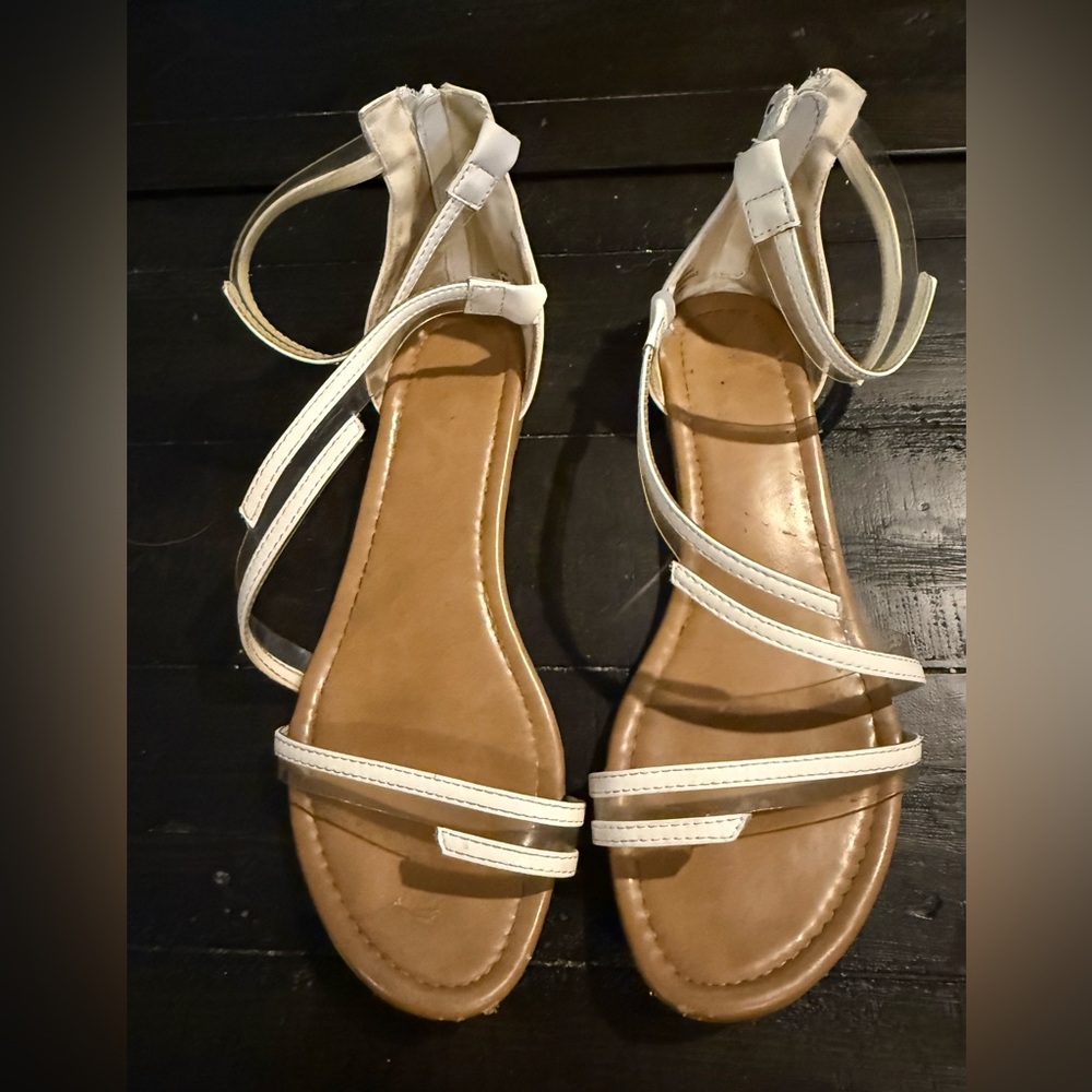 Nicole White and Tan Sandals
